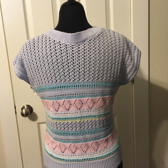 80s short sleeve pastel sweater sz M - Picture 4 of 6